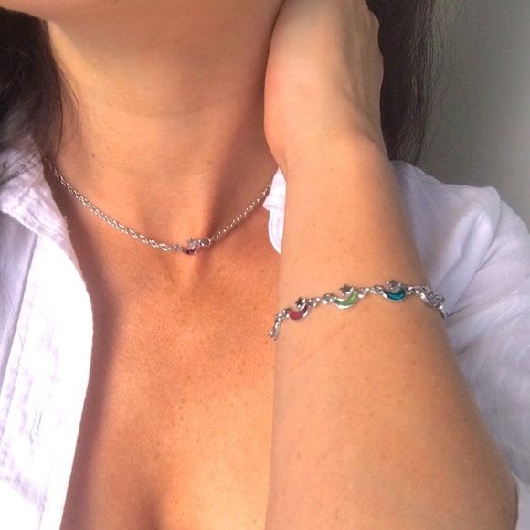 Galactic Star and Moon Abalone Shell Necklace and Bracelet Set - Picture 1 of 10